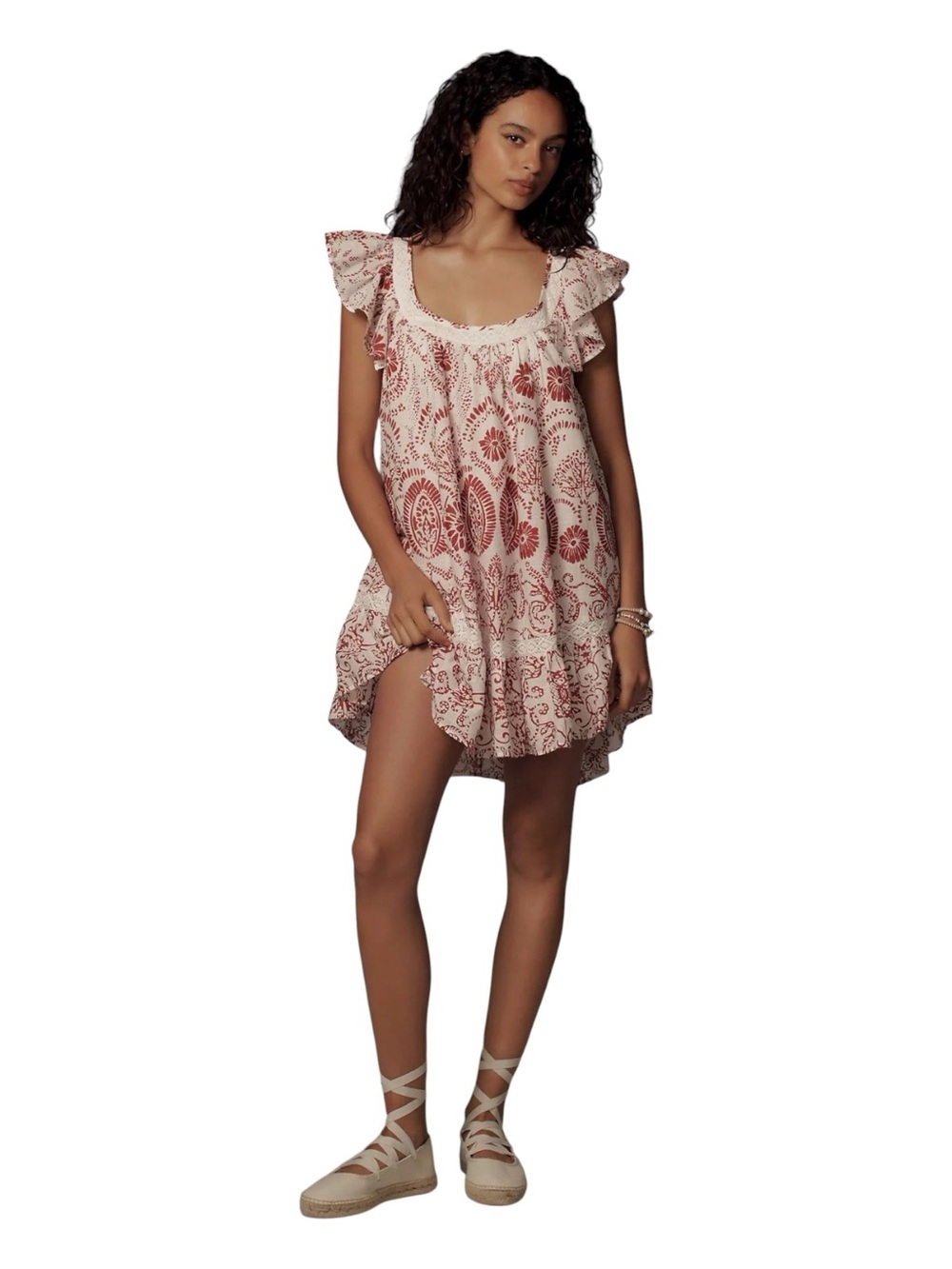 ANTHROPOLOGIE MAEVE Flutter-Sleeve Babydoll Mini Dress